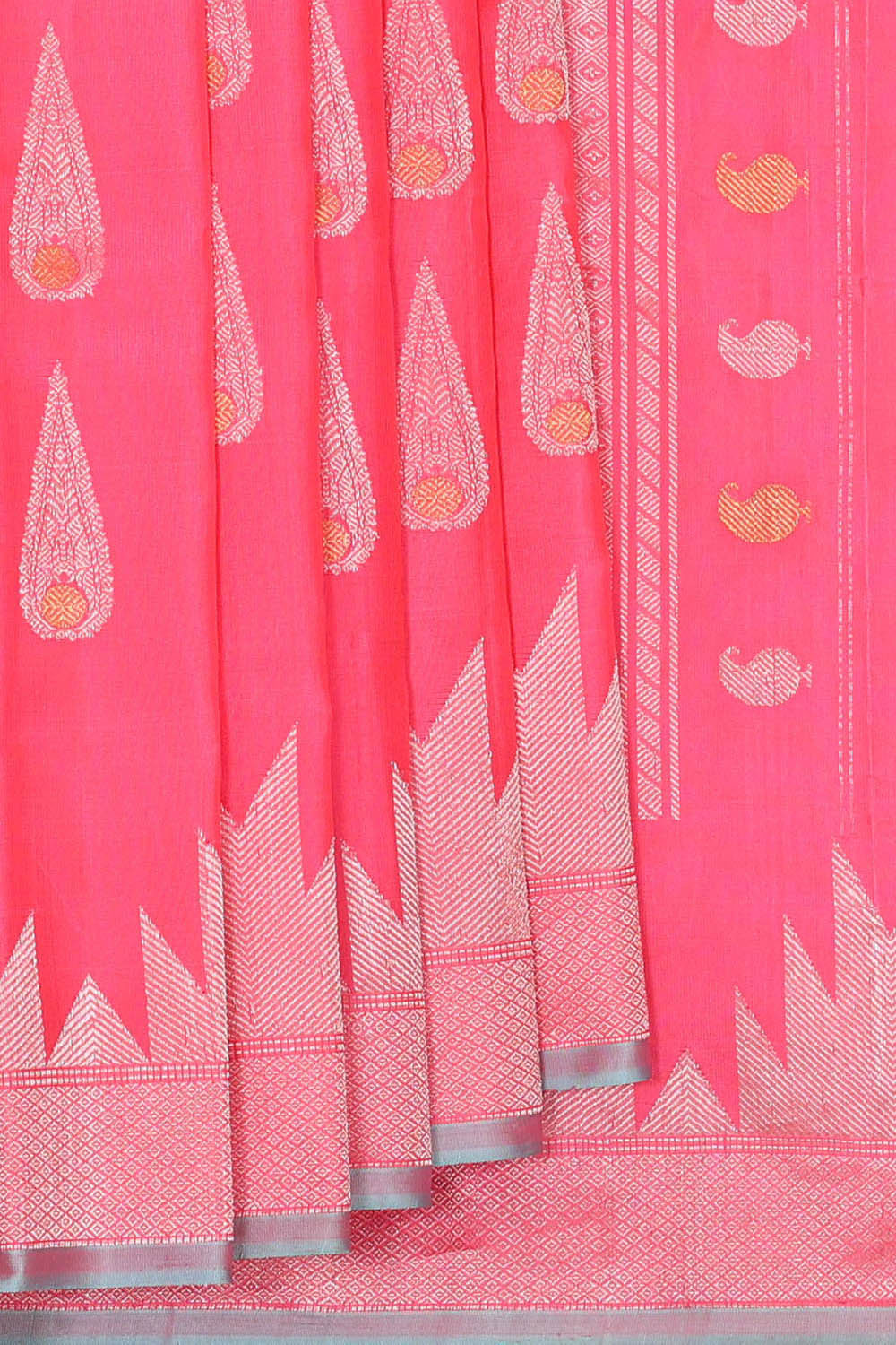 Image of Gadwal Silk Peach Pink Saree